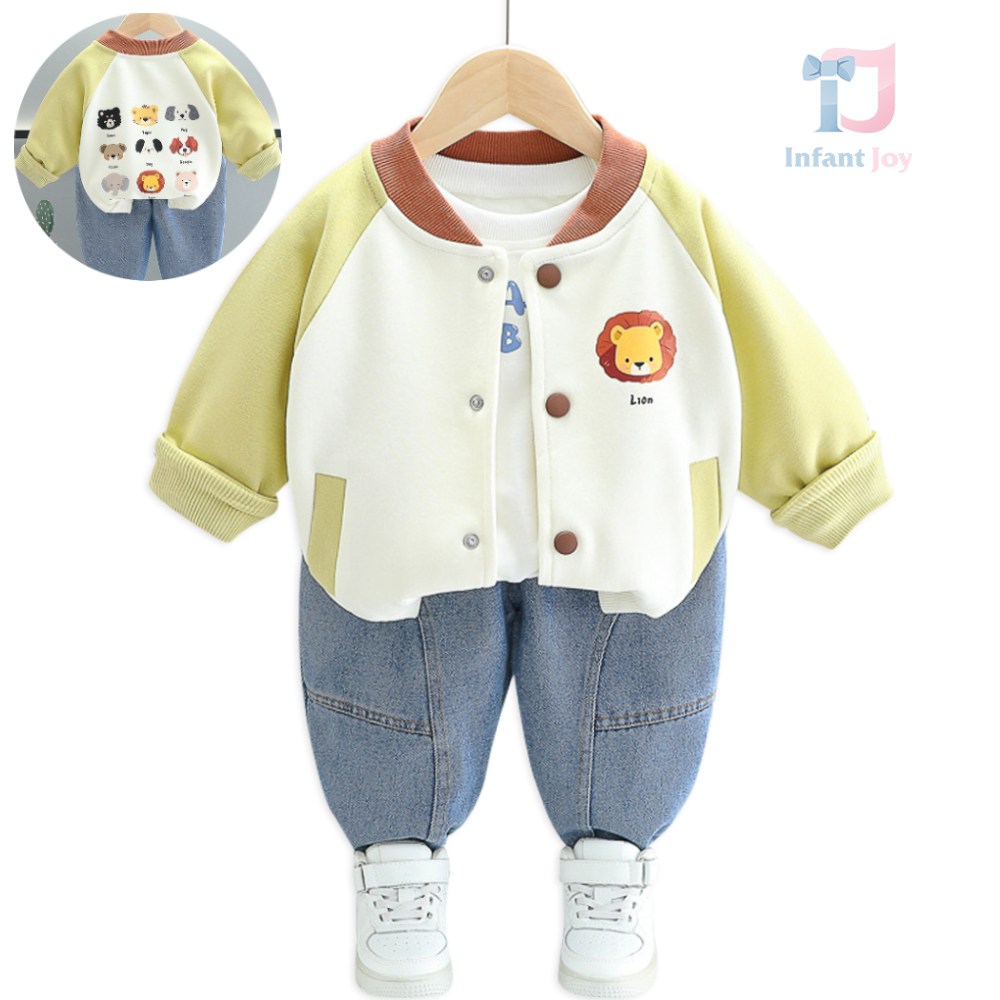 Set de 2 piese cu jachetă/bomber cu imprimeu și pantaloni din denim Roaring Style