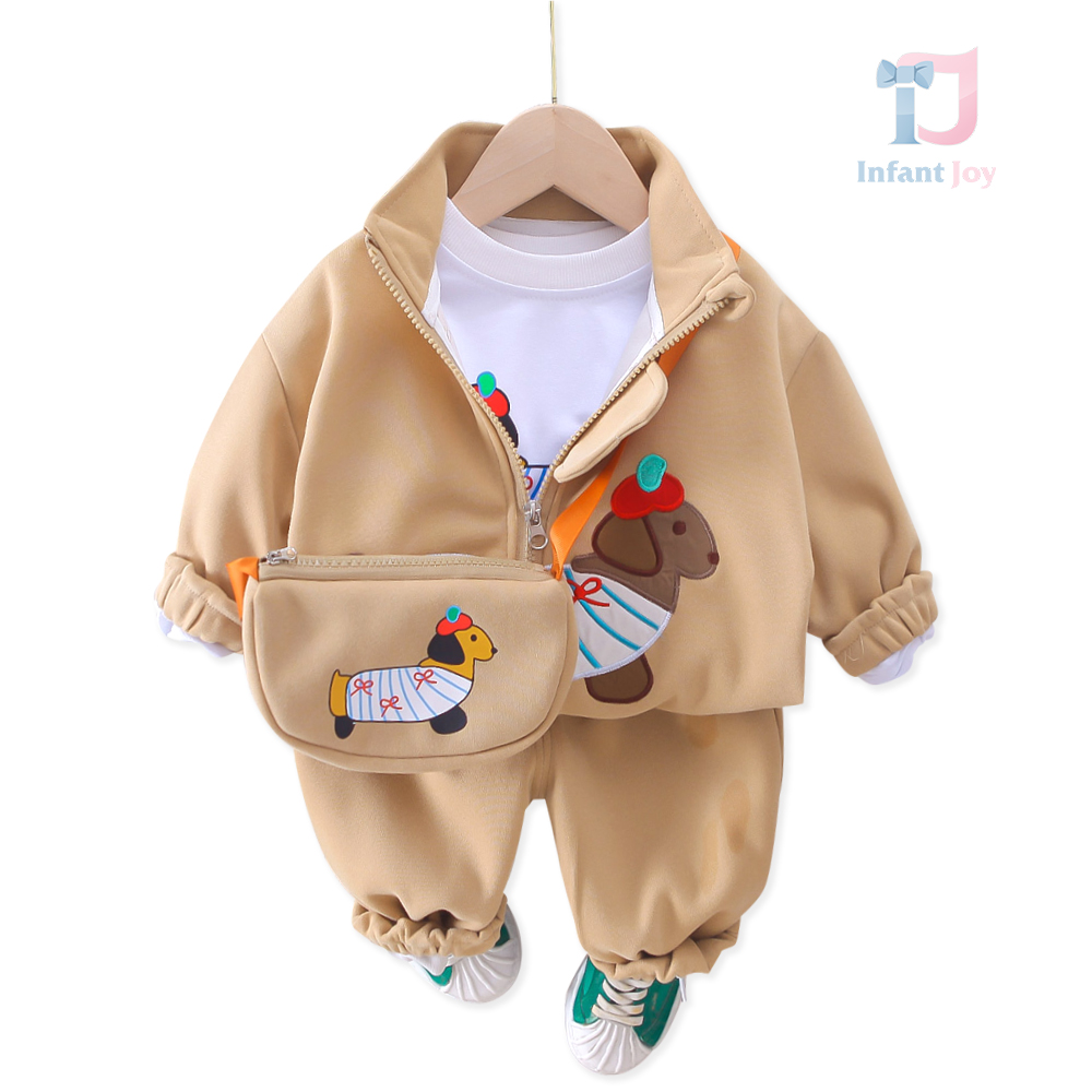 Set sport de 4 piese cu aplicații, imprimeuri și borsetă de umăr Doggo Adventure