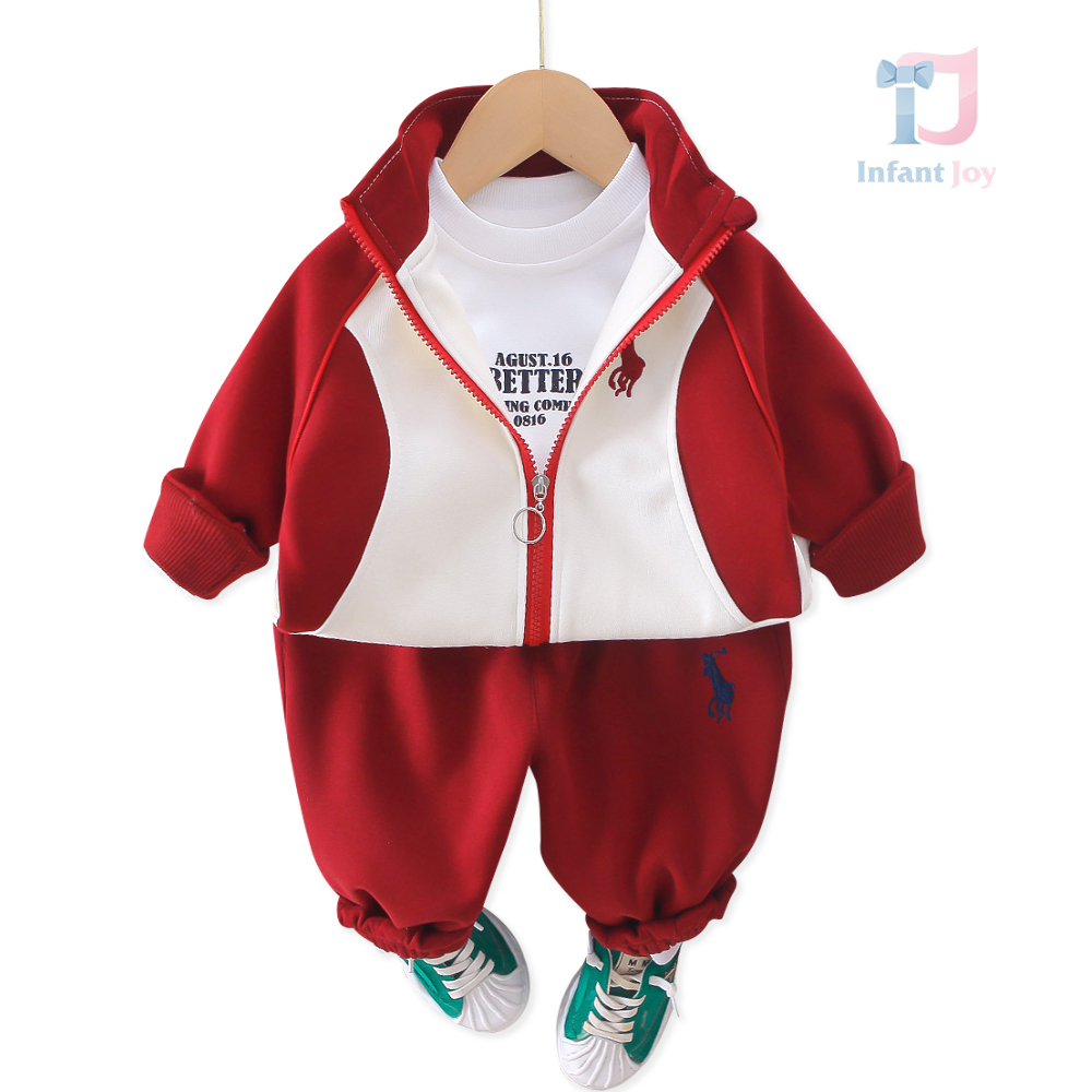 Set sport de 3 piese cu guler înalt, imprimeu și broderii Polo Energy