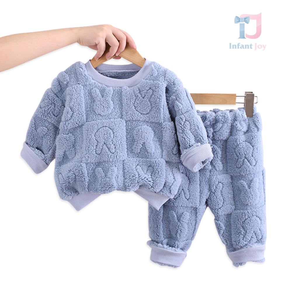 Set din pluș de 2 piese cu ornamente reliefate Cuddle Bunny Blue