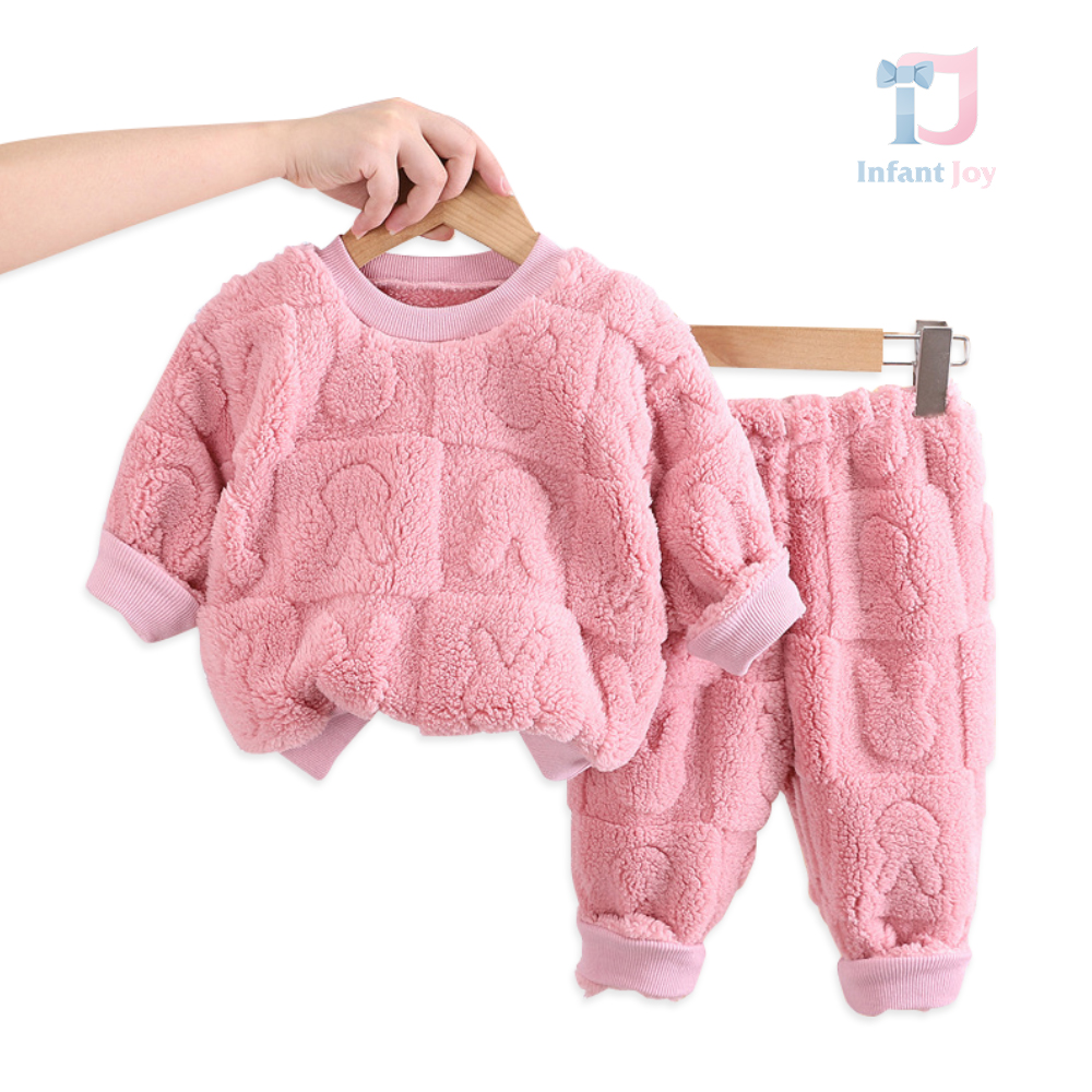 Set din pluș de 2 piese cu ornamente reliefate Cuddle Bunny Pink