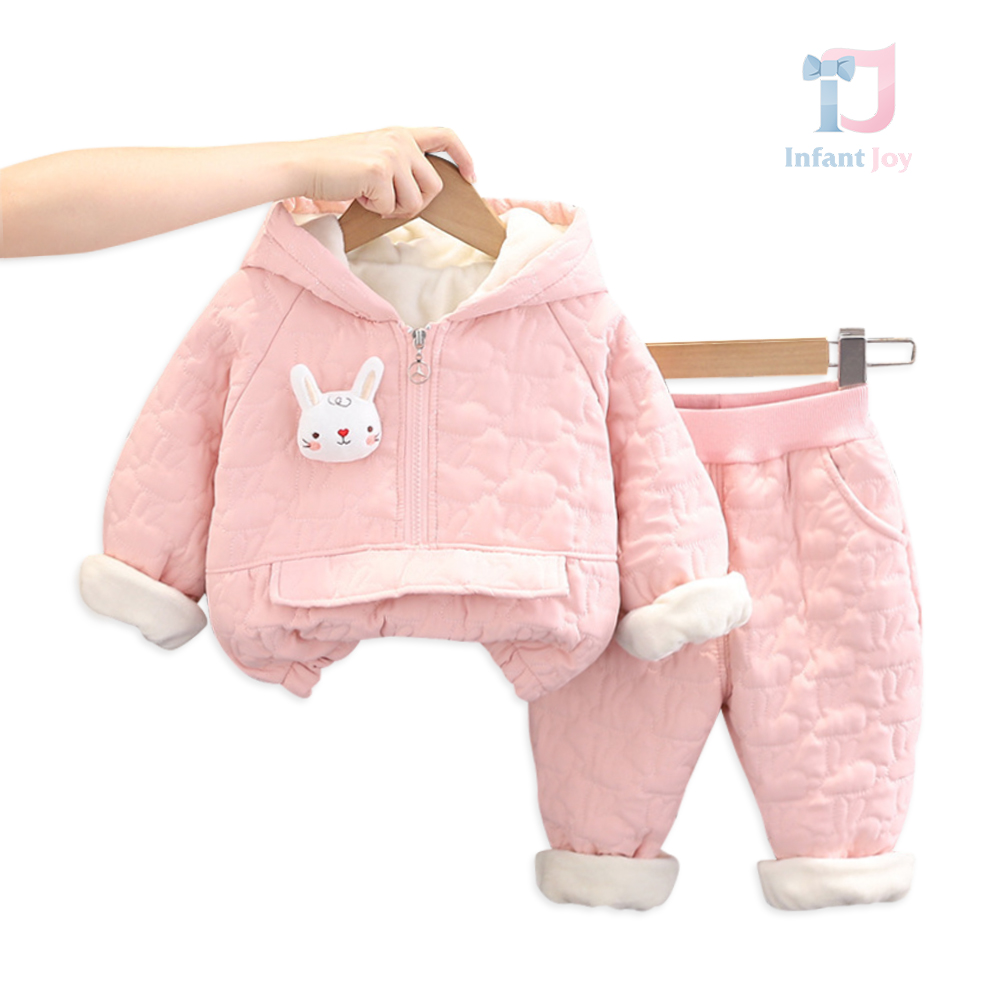 Set de iarnă matlasat de 2 piese cu glugă și elemente 3D adăugate Warm Bunny