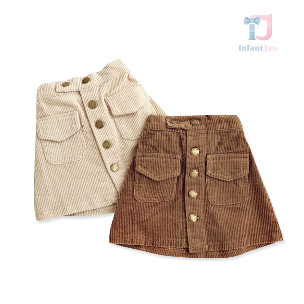 Fustă din denim cu nasturi și buzunare adăugate Retro Cord – 2 culori