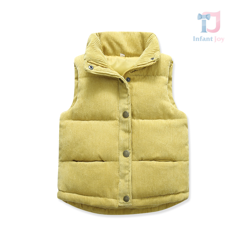 Vestă reliefată cu guler înalt și închidere cu capse tic-tac Chillproof Corduroy Lime