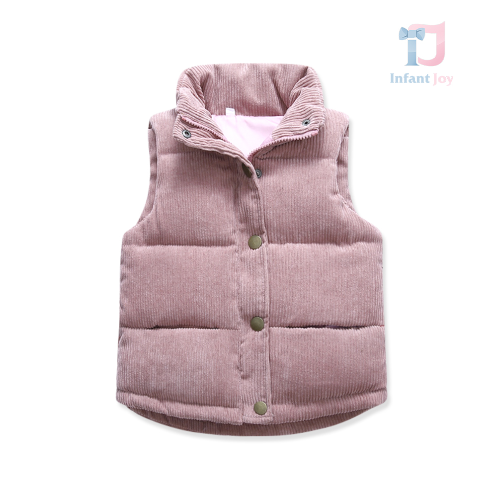 Vestă reliefată cu guler înalt și închidere cu capse tic-tac Chillproof Corduroy Rose