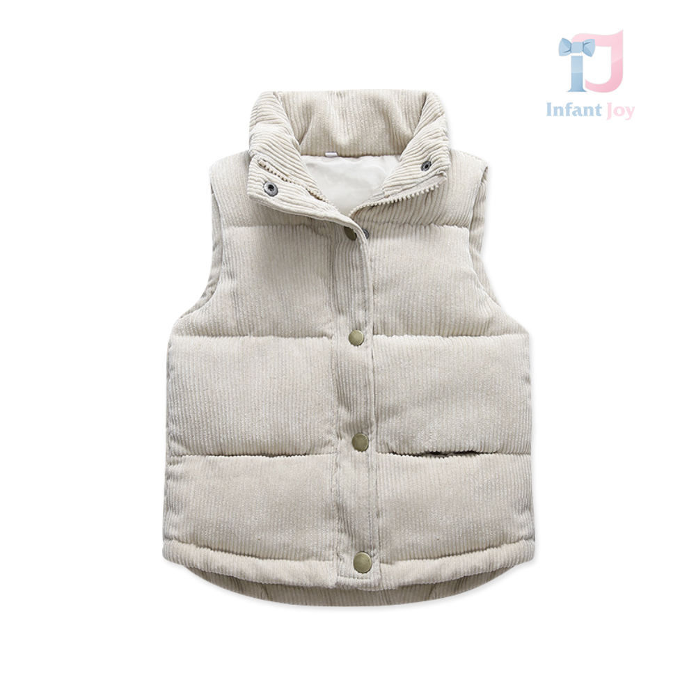 Vestă reliefată cu guler înalt și închidere cu capse tic-tac Chillproof Corduroy