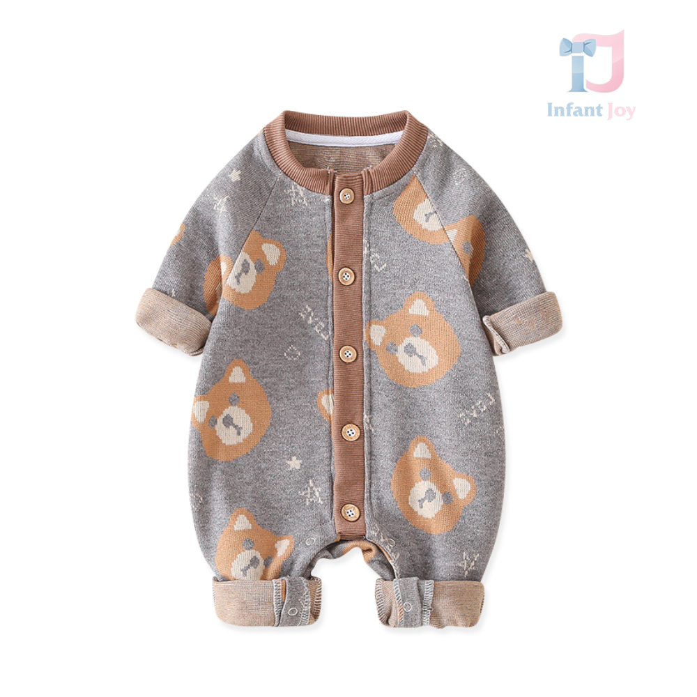 Salopetă din tricot fin cu ursuleți Fuzzy Friend Onesie