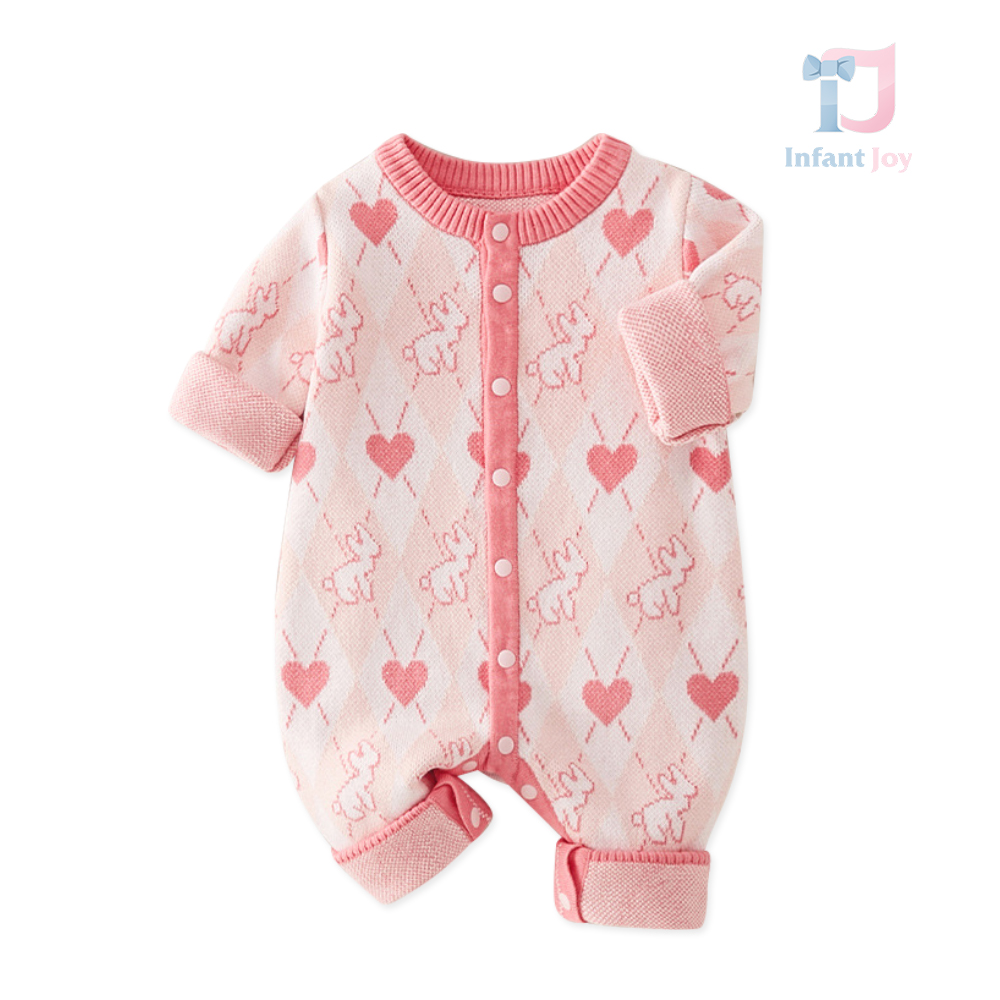 Salopetă premium din tricot fin cu închidere cu capse tic-tac Sweet Bunny Hug