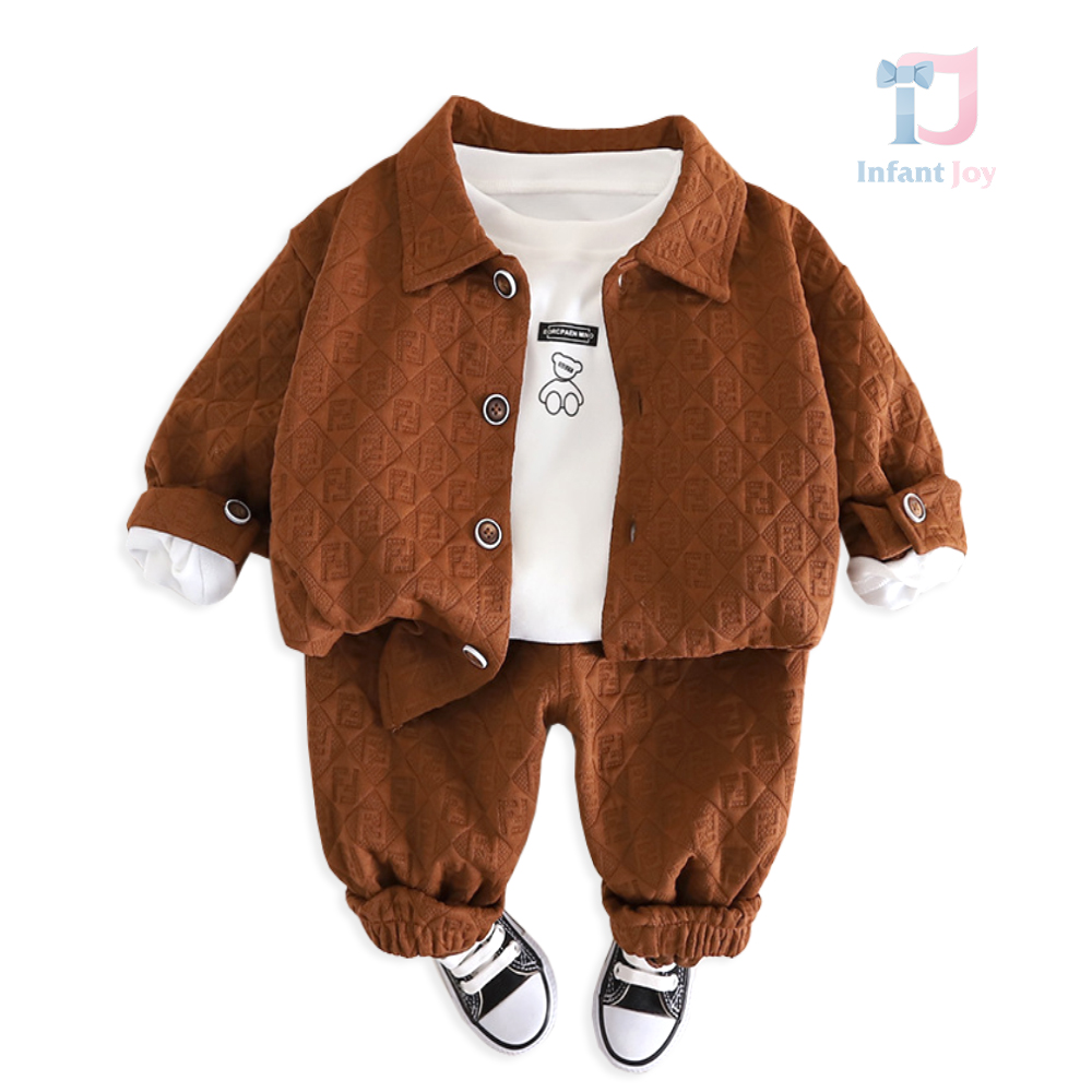 Set de 3 piese cu cămașă deasupra, pantaloni și bluză cu imprimeu Choco Bear