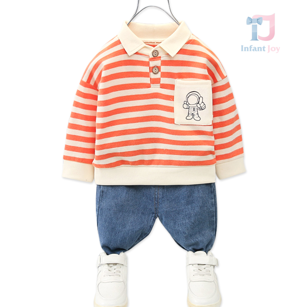 Set sport-elegant de 2 piese cu guler clasic și pantaloni din denim Cosmic Adventure