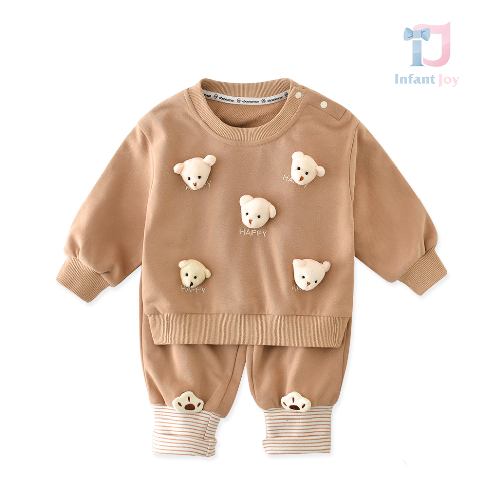 Set de 2 piese cu elemente 3D și închidere cu capse tic-tac Fuzzy Bear Friends