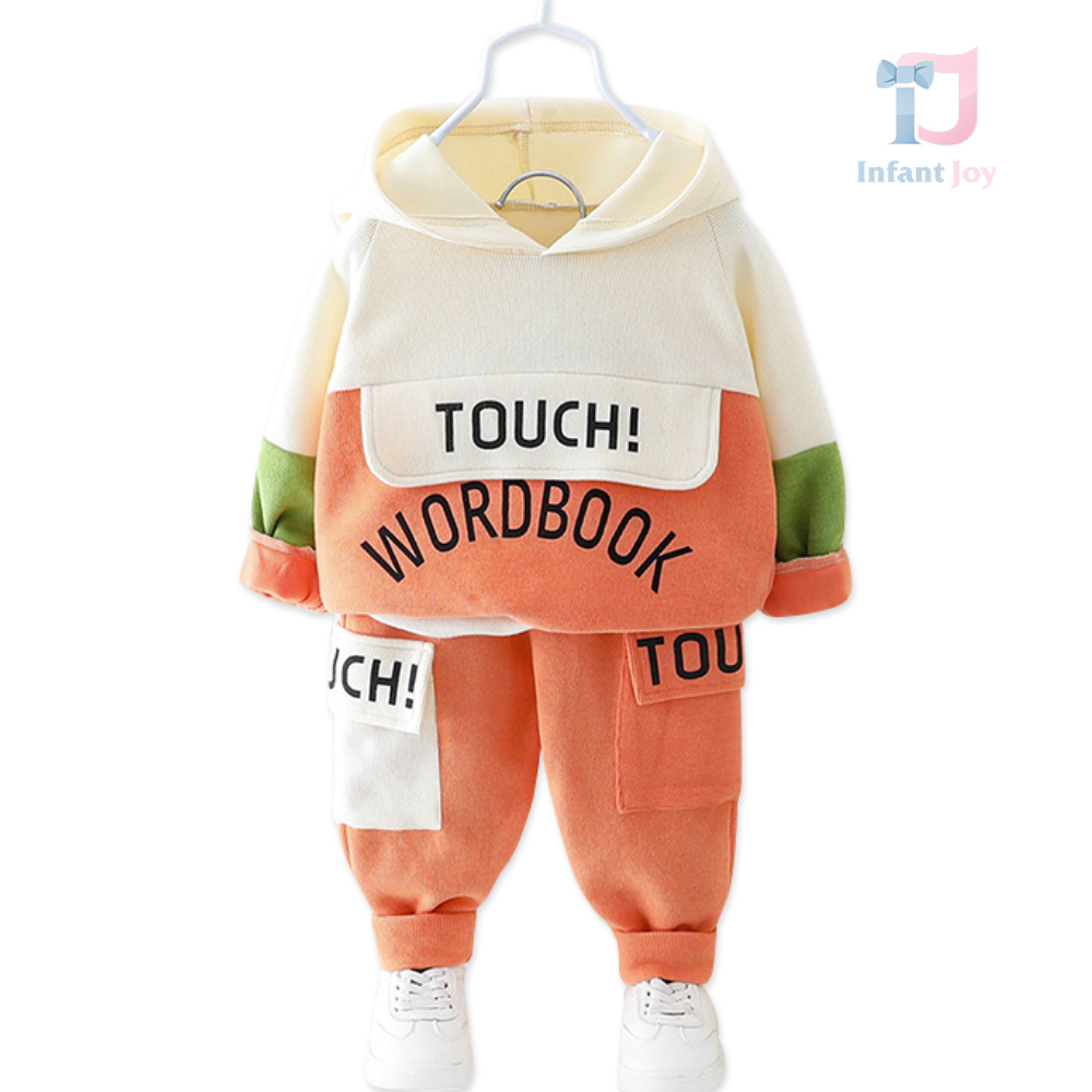 Set din tricot fin de 2 piese cu glugă și elemente imprimate Graphic Power