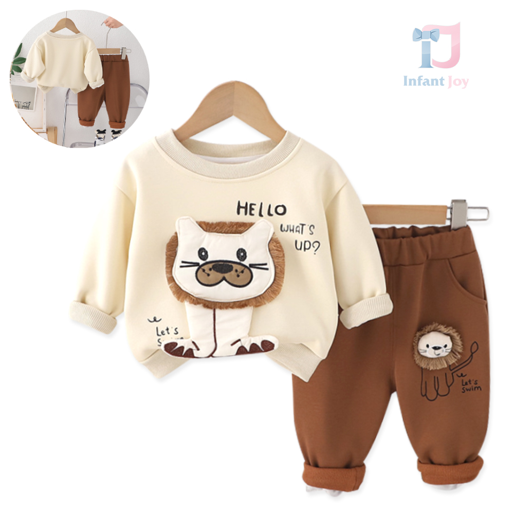 Set de 2 piese cu aplicație 3D și elemente imprimate Lion Buddy Cream