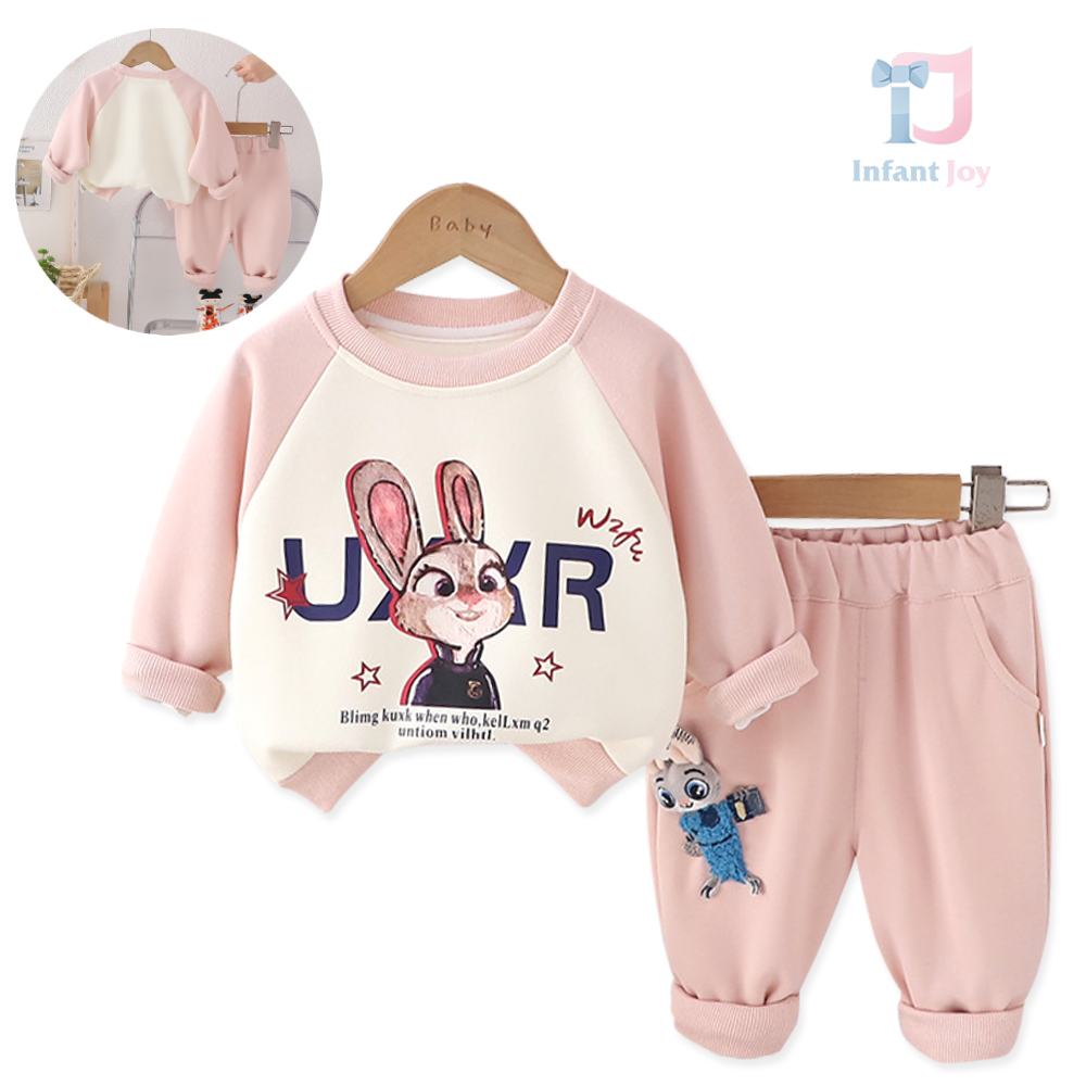 Set de 2 piese cu imprimeu efect și element 3D Onix Bunny Pink