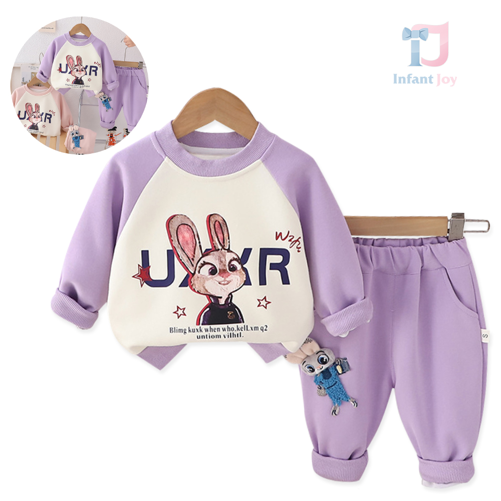 Set de 2 piese cu imprimeu efect și element 3D Onix Bunny Violet