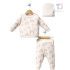 Set din 100% bumbac de 3 piese cu bluză, pantaloni și căciuliță cu model cu curcubee Playful Rainbow