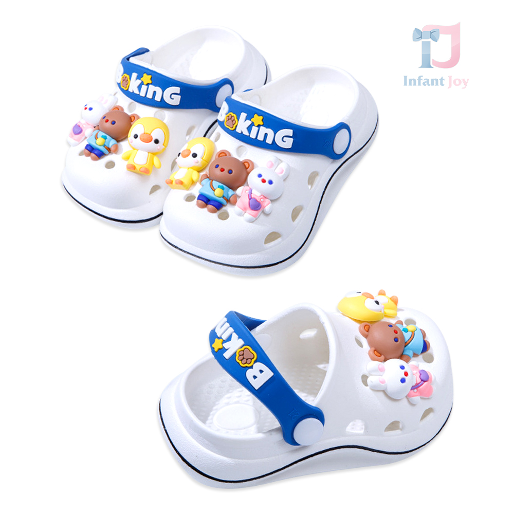 Șlapi tip Crocs cu imprimeu 3D Animal King White