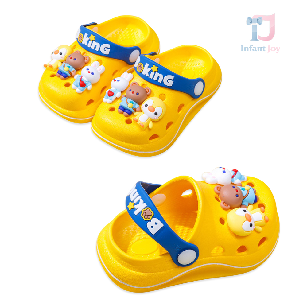 Șlapi tip Crocs cu imprimeu 3D Animal King Yellow
