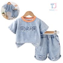 Set din denim de 2 piese cu tricou și pantaloni scurți Denim Hope
