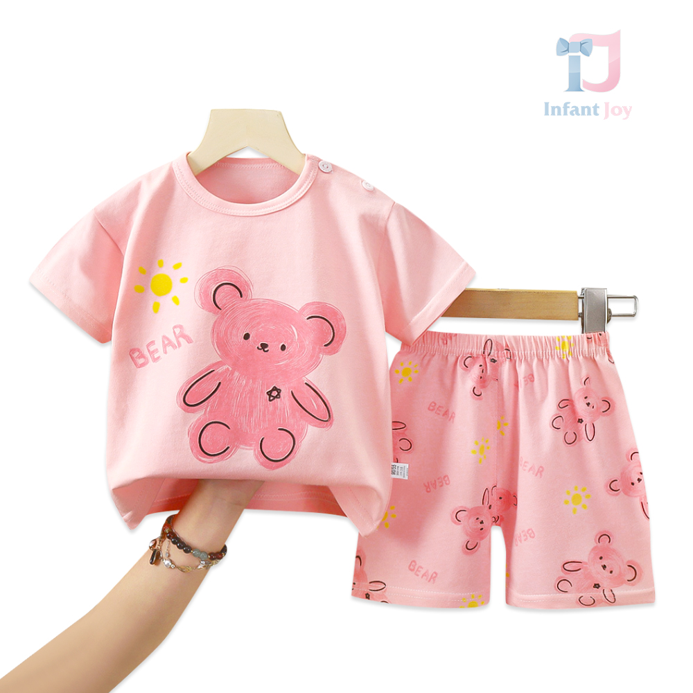 Set de 2 piese din bumbac cu nasturi Bearlight Pink