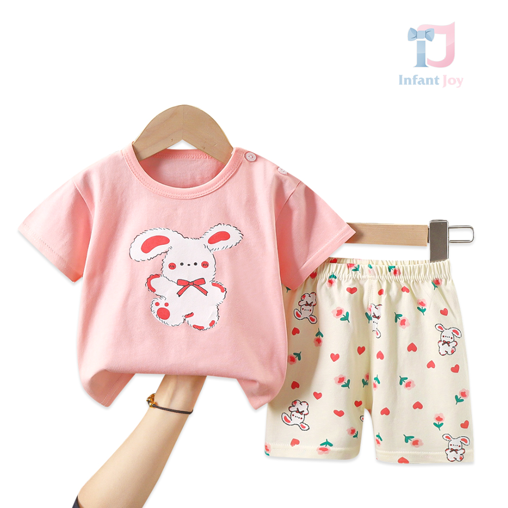 Set de 2 piese din bumbac cu nasturi Bunny Hearts