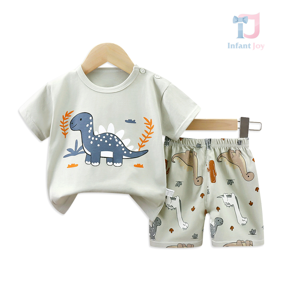Set de 2 piese din bumbac cu nasturi Dino
