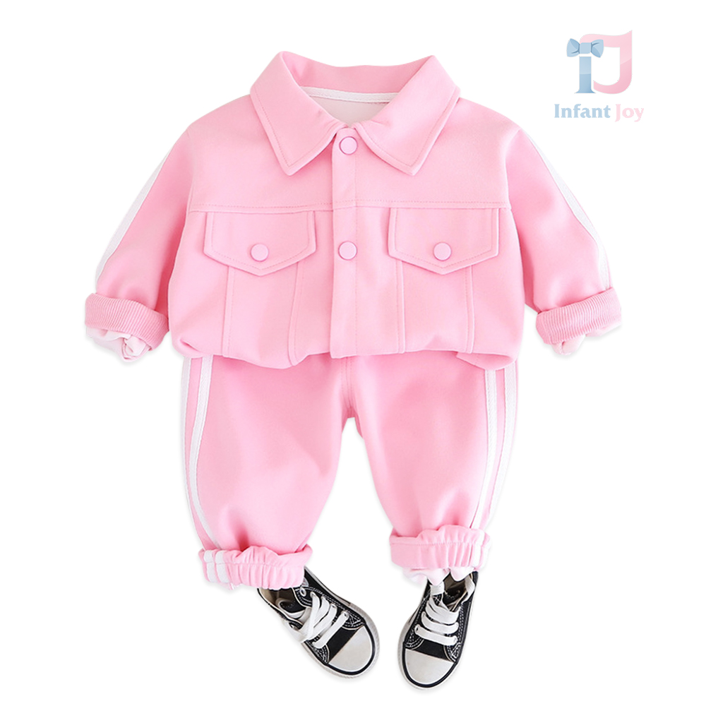 Set sport modern de 2 piese cu guler clasic și închidere cu capse tic-tac Sporty Pink Glam
