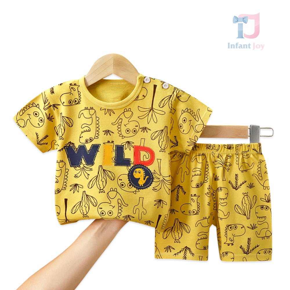 Set de 2 piese din bumbac cu nasturi Wild Dino