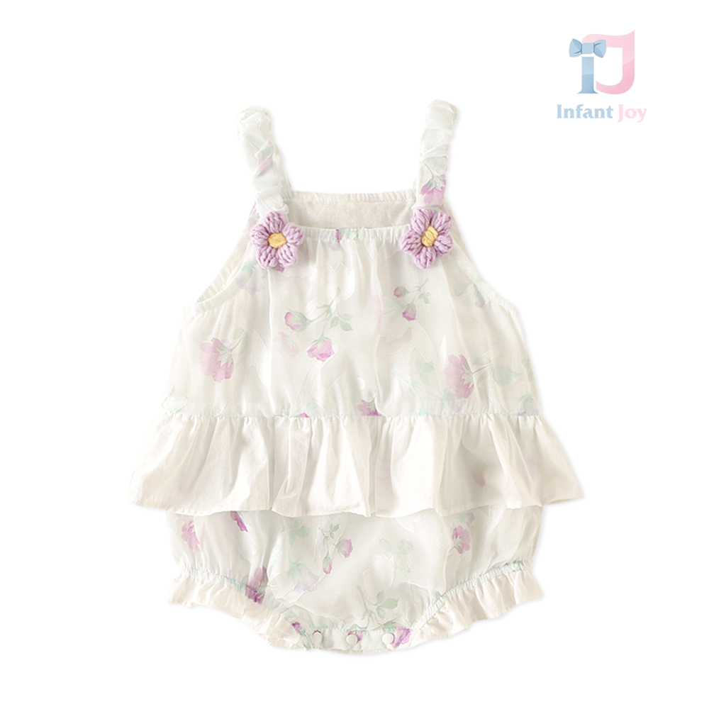 Salopetă cu imprimeu floral și volane Little Flowerette Violet