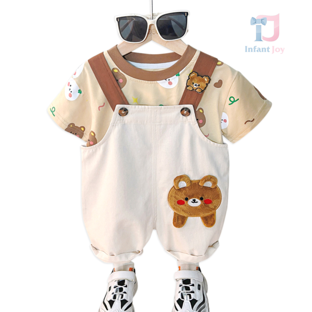 Set de 2 piese cu tricou și salopetă cu aplicație Bear Wink