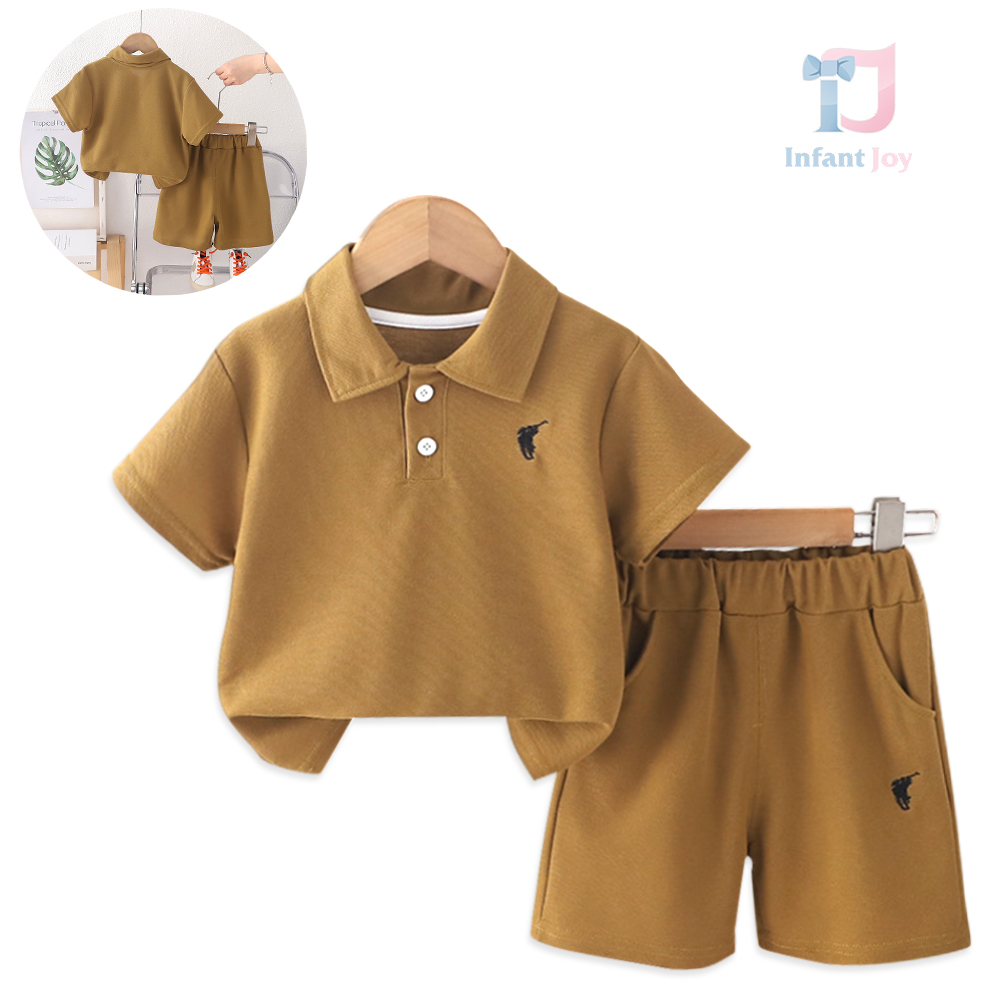 Set de 2 piese cu tricou cu guler clasic și pantaloni scurți cu broderii Classic Polo Rustic