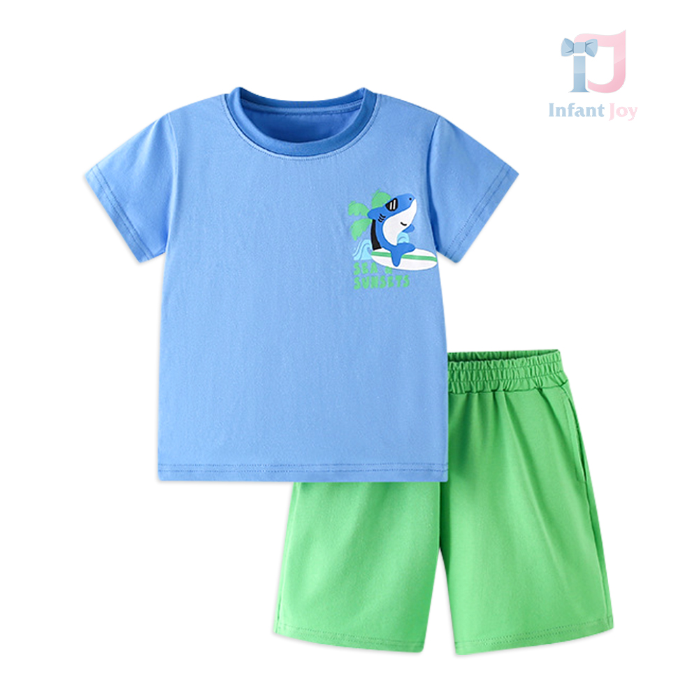 Set bicolor de 2 piese din bumbac cu imprimeu mic Go Surf