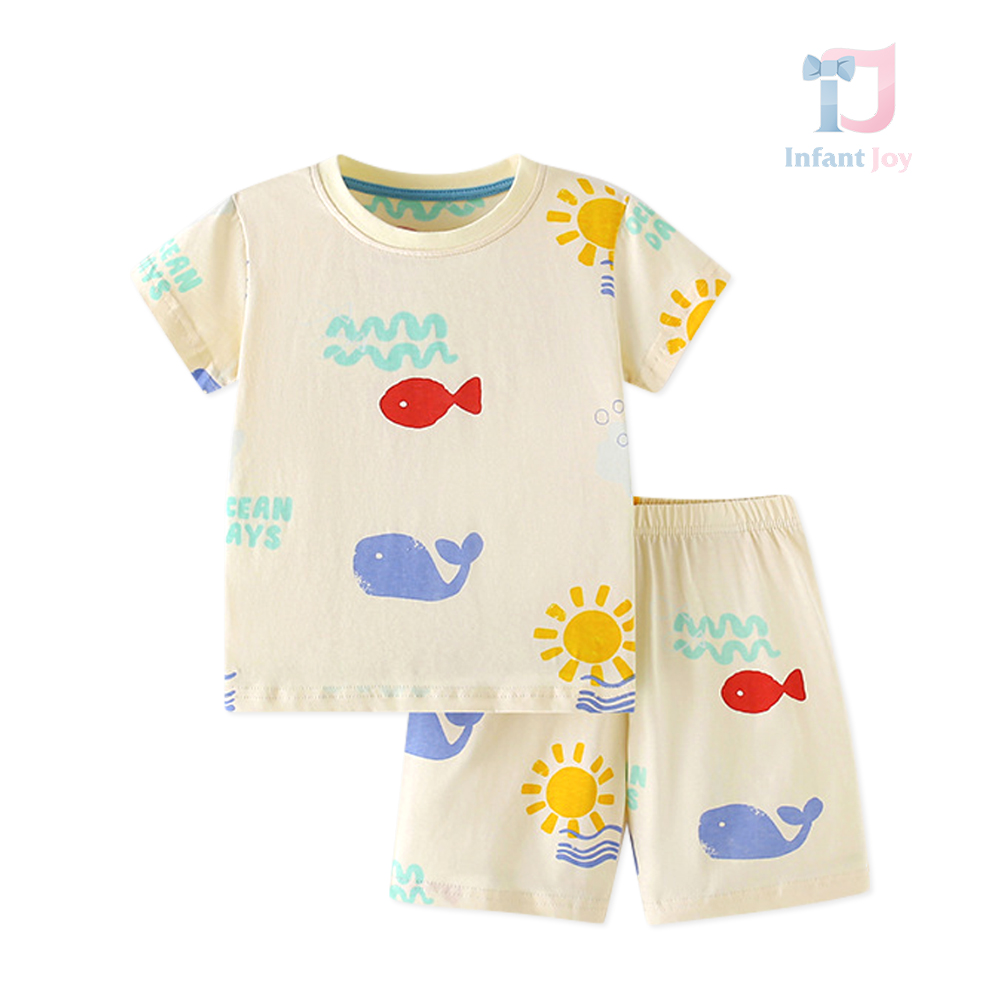 Set de 2 piese format din tricou și pantaloni cu imprimeu marin Ocean Says
