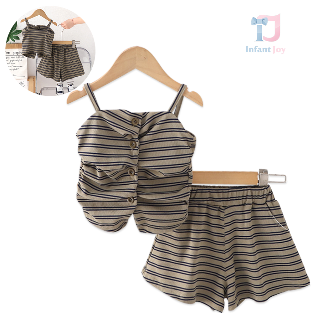 Set de 2 piese cu top și fustă/pantaloni Stripe Chic Olive