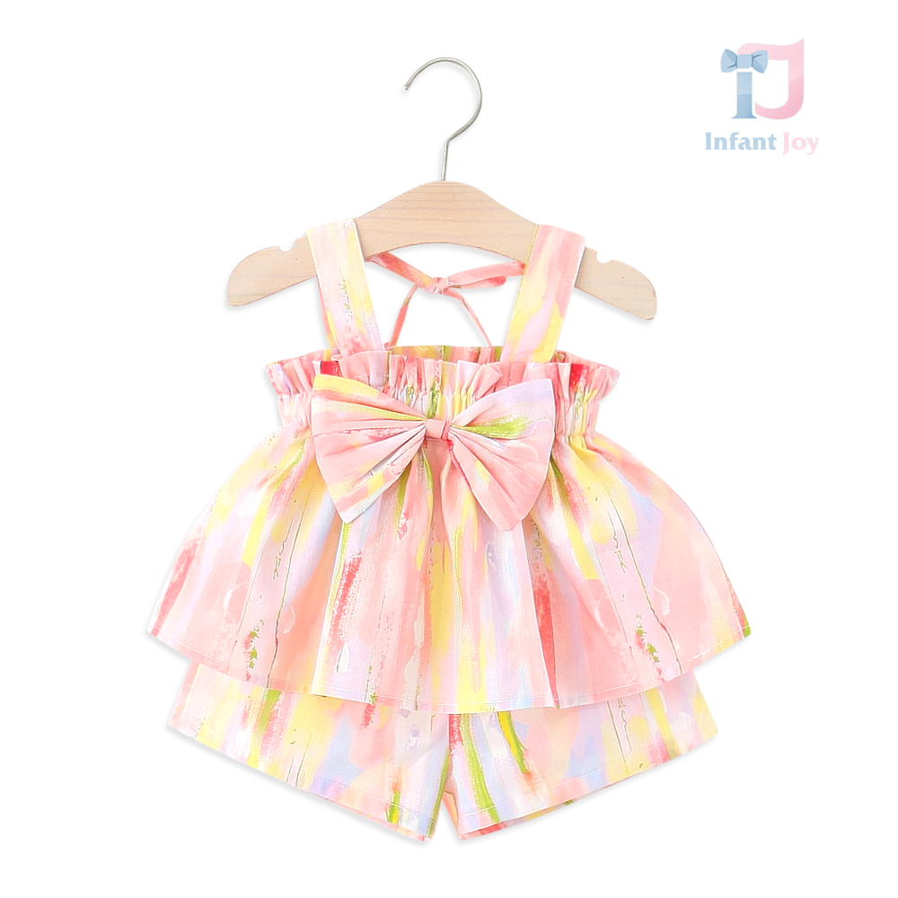 Set de 2 piese cu top în croială A, cu fronseu și fundiță + pantaloni scurți Tutti Palette