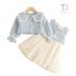 Set premium de 3 piese din tweed, format din sacou crop, rochie și borșetă Royal Tweed