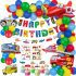 Giga set de 61 de piese: baloane, accesorii de hârtie și decorațiune suspendată – Happy Birthday Ultimate Transportation