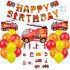 Set de 21 de piese: baloane (folie și latex), accesorii de hârtie și decorațiune suspendată – Happy Birthday Firefighter