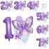 Set de 10 piese: baloane (folie și latex) – Butterfly Violet