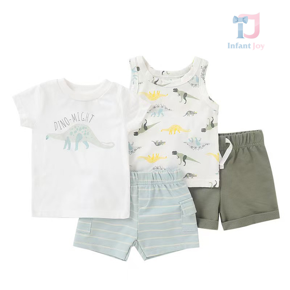 Mega set cu 4 piese de 2 compleuri cu tricou, maieu și pantaloni scurți Dino-Might