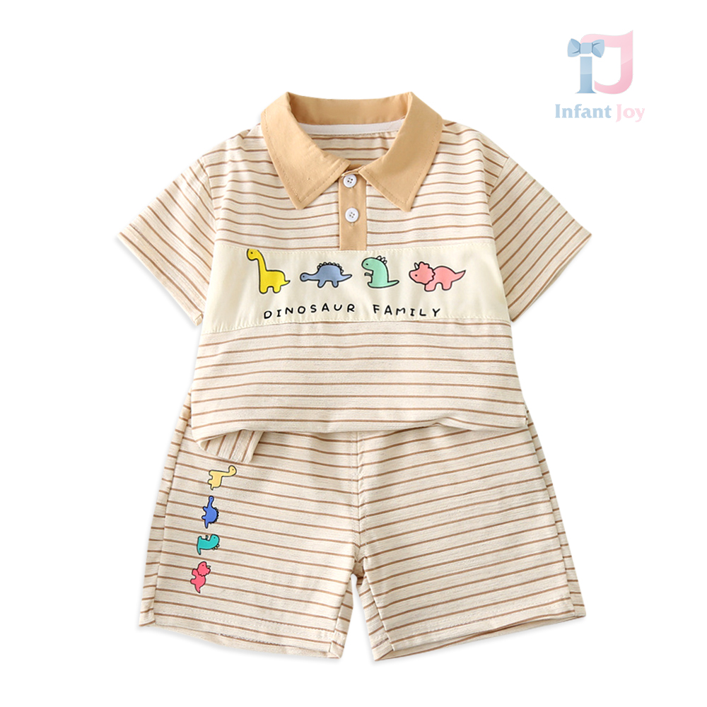 Set de 2 piese cu guler clasic Beige Dino Club