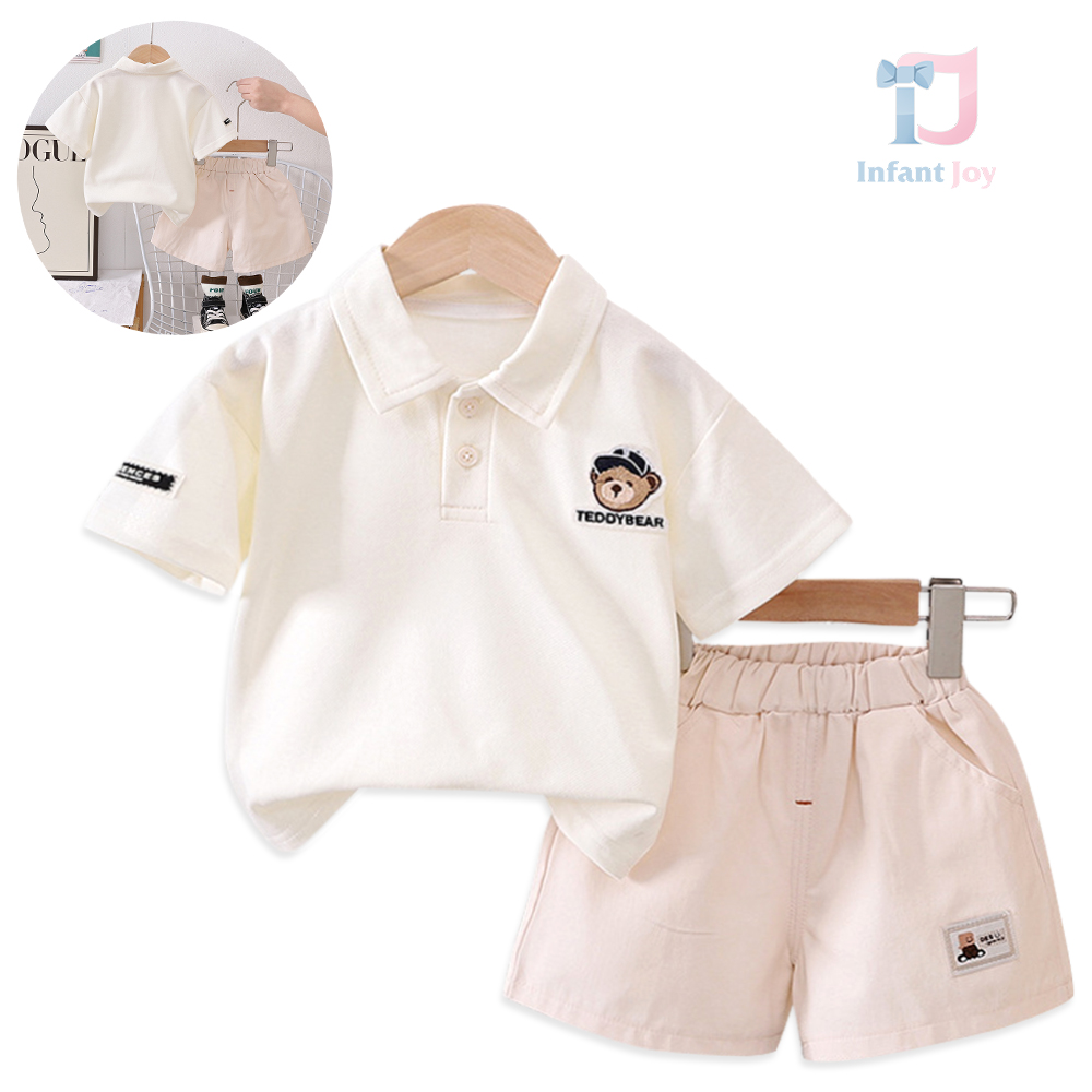 Set sport elegant de 2 piese din bluză cu guler clasic și pantaloni scurți Forest Buddy Vanilla