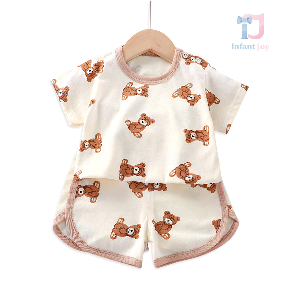Set de 2 piese cu tricou și șort cu elemente imprimate Honey Bear Mood