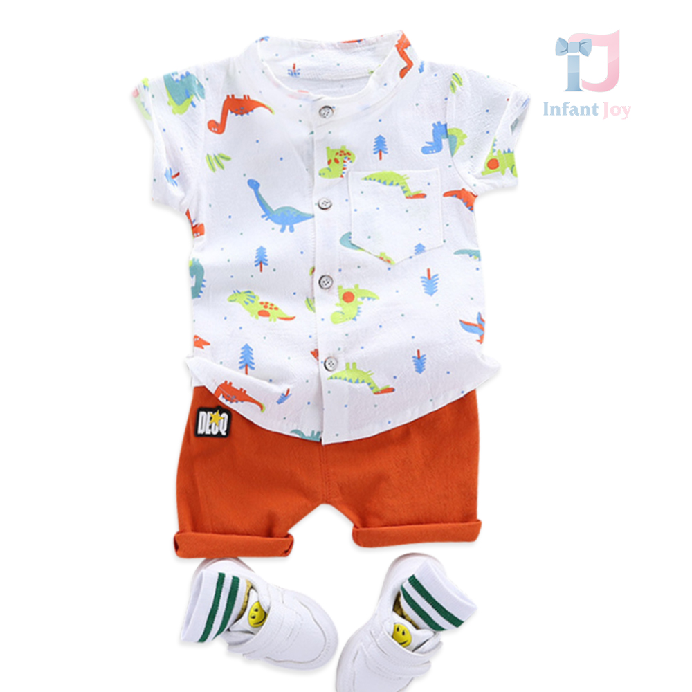 Set sport elegant din cămașă cu imprimeu și pantaloni scurți Jurassic Joy