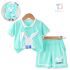 Set de 2 piese din bluză cu guler clasic, aplicație 3D și pantaloni scurți Mint Bunny