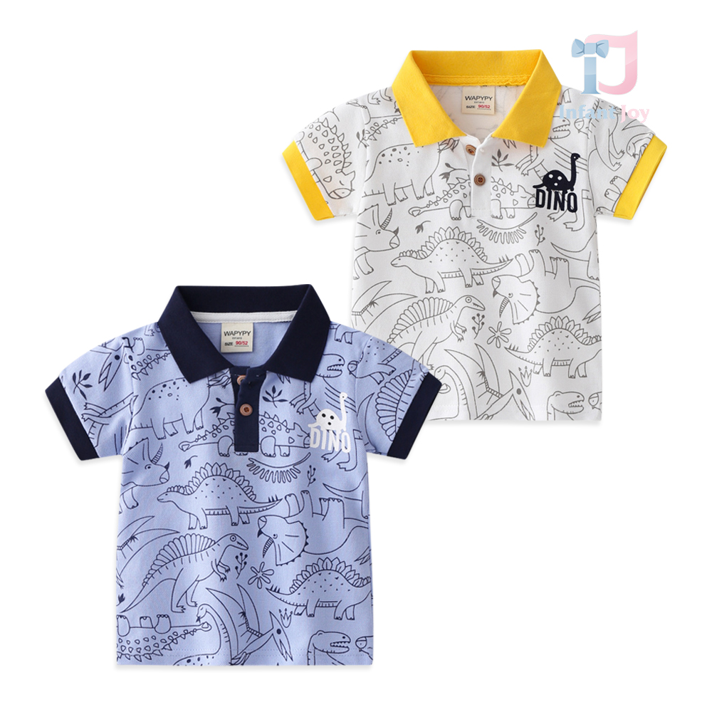 Set de 2 tricouri cu guler clasic Dino Squad