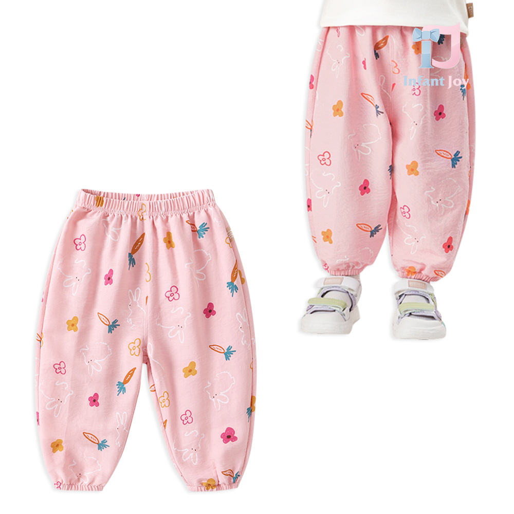 Pantalon subțire din bumbac cu talie elastică și tiv la gleznă Floral Hops