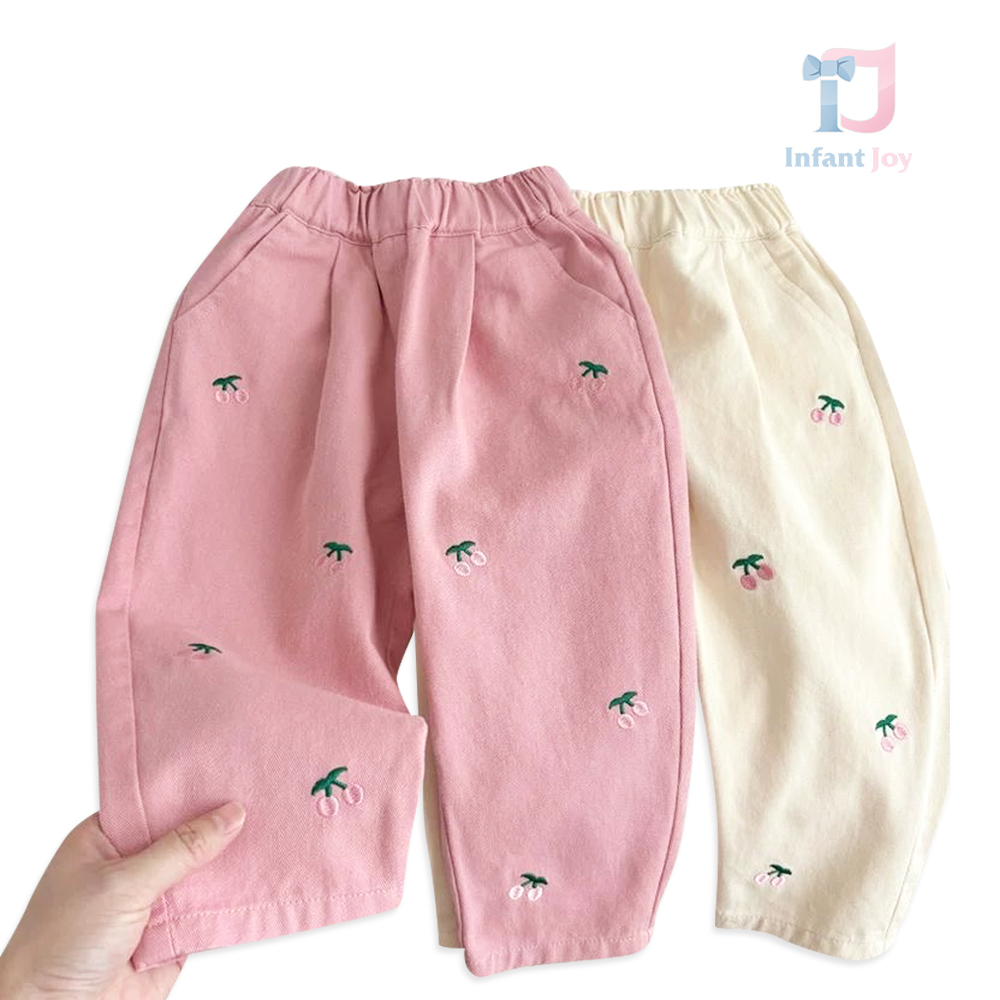 Pantaloni denim cu cireșe brodate Sweet Cherries – 2 culoare