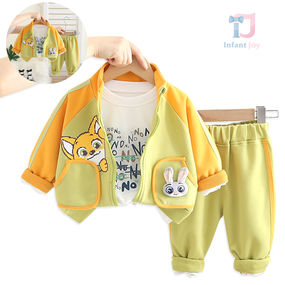 Set sportiv de 3 piese din hanorac, bluză cu imprimeuri și pantaloni Forest Friends