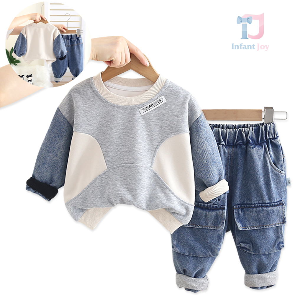 Set de 2 piese din bluză/sweatshirt și pantaloni din denim cu buzunare cargo Street Scout